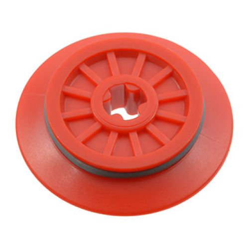 Деталь LEGO 55423c01 Train Wheel RC, Spoked with Technic Axle Hole and Rubber Friction Band - Red