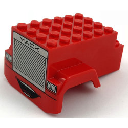 Vehicle, Mudguard 6 x 7 x 3 2/3 with 'MACK' on Silver Truck Grille, Headlights and Mouth Pattern Vehicle, Mudguard 6 x 7 x 3 2/3 with 'MACK' on Silver Truck Grille, Headlights and Mouth Pattern