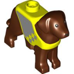 Dog, Labrador / Rescue Dog with Molded Neon Yellow Vest and Printed Silver Panel and Squares Pattern