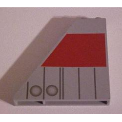 Slope 55 6 x 1 x 5 without Bottom Stud Holders with Dark Gray and Red T-16 Tail Pattern Slope 55 6 x 1 x 5 without Bottom Stud Holders with Dark Gray and Red T-16 Tail Pattern