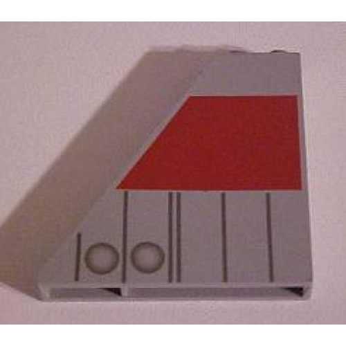 Деталь LEGO 30249px1 Slope 55 6 x 1 x 5 without Bottom Stud Holders with Dark Gray and Red T-16 Tail Pattern