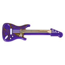 Minifigure, Utensil Musical Instrument, Guitar Electric with White Strings, Star, Bridge, and Output Jack and Gold Geometric Pattern