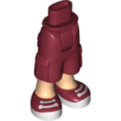 Mini Doll Hips and Trousers Cropped Large Pockets, Light Nougat Legs and Dark Red Sneakers Pattern - Thick Hinge