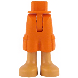 Mini Doll Hips and Trousers Cropped Large Pockets with Molded Nougat Legs and Printed Black Dolphin Tattoo on Back of Right Leg Pattern - Thin Hinge