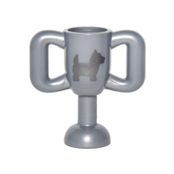 Minifigure, Utensil Trophy Cup Small with Silver Terrier Dog Pattern