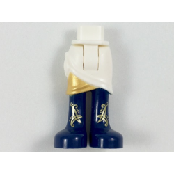 Mini Doll Hips and Skirt Wrap with Gold Layer and Dark Blue Long Boots with Gold Filigree Pattern - Thick Hinge