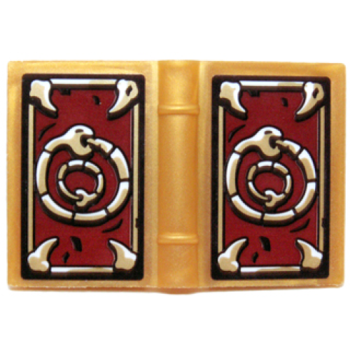 Деталь LEGO 33009pb051 Minifigure, Utensil Book 2 x 3 with Fangs and Snake Eating its Tail (Ouroboros) on Dark Red Background Pattern (Stickers) - Set 70732