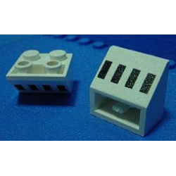 Slope, Inverted 45 2 x 2 with Flat Bottom Pin with 4 Black Rectangles (Ferry Windows) Pattern