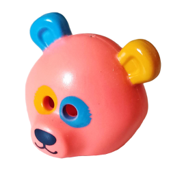 Minifigure, Headgear Mask Bear Rounded with Dark Azure and Bright Light Orange Ears and Eye Patches, Black Nose and Mouth Pattern Minifigure, Headgear Mask Bear Rounded with Dark Azure and Bright Light Orange Ears and Eye Patches, Black Nose and Mouth Pattern