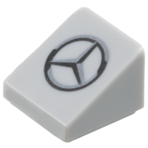 Деталь LEGO 54200pb133 Slope 30 1 x 1 x 2/3 with Black and Dark Silver Mercedes Logo Pattern