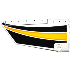 Technic, Panel Fairing #17 Large Smooth, Side A with Yellow, Orange and White Stripes on Black Background Pattern (Sticker) - Set 42044 Technic, Panel Fairing #17 Large Smooth, Side A with Yellow, Orange and White Stripes on Black Background Pattern (Sticker) - Set 42044