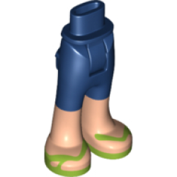 Mini Doll Hips and Trousers with Back Pockets with Light Nougat Lower Legs and Lime Sandals Pattern - Thick Hinge Mini Doll Hips and Trousers with Back Pockets with Light Nougat Lower Legs and Lime Sandals Pattern - Thick Hinge