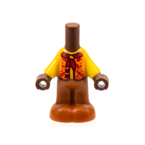Деталь LEGO bb1357pb009 Micro Doll, Body with Molded Bright Light Orange Top and Dark Orange Pants and Printed Orange Vest Open with Red Buttons, Neckerchief with Slide Pattern