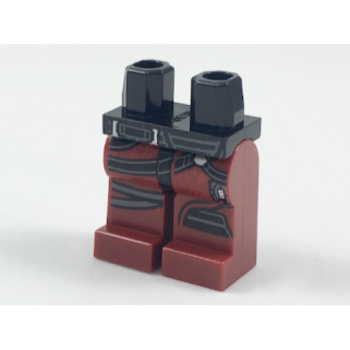 Деталь LEGO 970c59pb08 Hips and Dark Red Legs with Black and Gray Straps and Dark Red Wire Pattern