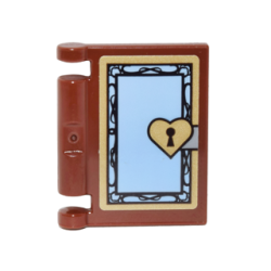 Minifigure, Utensil Book Cover with Bright Light Blue Front, Gold Border and Heart Key Lock Pattern (Sticker) - Set 41067 Minifigure, Utensil Book Cover with Bright Light Blue Front, Gold Border and Heart Key Lock Pattern (Sticker) - Set 41067