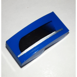 Slope, Curved 2 x 1 x 2/3 with Black Bumper and Silver Stripe on Blue Background Pattern Model Right Side (Sticker) - Set 75878 Slope, Curved 2 x 1 x 2/3 with Black Bumper and Silver Stripe on Blue Background Pattern Model Right Side (Sticker) - Set 75878