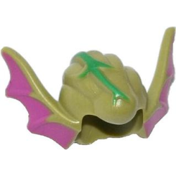 Minifigure, Headgear Head Top, Mutated Doctor O'Neil with Magenta Ears and Green Protruding Vein Pattern