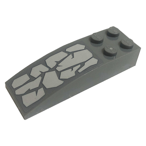 Деталь LEGO 44126pb054 Slope, Curved 6 x 2 with Light Bluish Gray Stones Pattern (Sticker) - Set 71720 - Light Bluish Gray