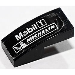 Slope, Curved 2 x 1 x 2/3 with White Mobil 1 and Michelin Logo Pattern Model Right Side (Sticker) - Set 75888 Slope, Curved 2 x 1 x 2/3 with White Mobil 1 and Michelin Logo Pattern Model Right Side (Sticker) - Set 75888