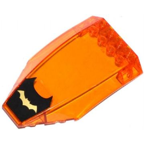 Деталь LEGO 45705pb018 Windscreen 10 x 6 x 2 Curved with Gold Bat Logo on Black Background Pattern (Sticker) - Set 76012