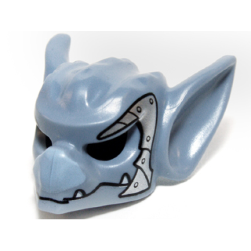 Деталь LEGO 15065pb01 Minifigure, Headgear Mask Bat with Fangs and Silver Scaled Armor Pattern