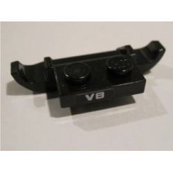 Plate, Modified 1 x 2 with Racers Car Grille with Silver 'V8' Pattern (Sticker) - Set 8495 Plate, Modified 1 x 2 with Racers Car Grille with Silver 'V8' Pattern (Sticker) - Set 8495