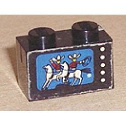 Brick 1 x 2 with Cowboys & Horses on TV Pattern (Sticker) - Sets 376-2 / 560-1 Brick 1 x 2 with Cowboys & Horses on TV Pattern (Sticker) - Sets 376-2 / 560-1