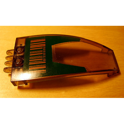 Деталь LEGO 30536pb03 Windscreen 8 x 4 x 2 Curved Taper with Dual 2 Fingers, Barcode Pattern (Sticker) - Set 7707