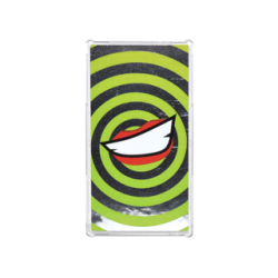 Glass for Window 1 x 4 x 6 with Lime Swirls and Lopsided Open Mouth Smile with Teeth and Red Lips on Silver Mirrored Background Pattern (Sticker) - Set 76035