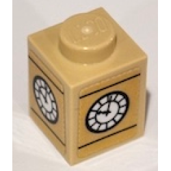 Brick 1 x 1 with Black and White Big Ben Tower Clock Face Pattern on All Sides (Stickers) - Set 854012 Brick 1 x 1 with Black and White Big Ben Tower Clock Face Pattern on All Sides (Stickers) - Set 854012