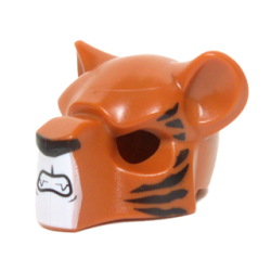 Minifigure, Headgear Mask Feline with Black Nose, Large Tiger Stripes and Fangs Pattern Minifigure, Headgear Mask Feline with Black Nose, Large Tiger Stripes and Fangs Pattern