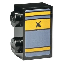 Brick 1 x 2 with Book Spine, Bright Light Orange and Sand Blue Stripes, Black Lines, Wand and Feather Pattern (Sticker) - Set 76412