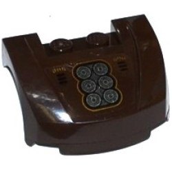 Vehicle, Mudguard 3 x 4 x 1 2/3 Curved Front with 6 Silver Pistons, Grilles and Gold Alien Characters Pattern (Sticker) - Set 70132 Vehicle, Mudguard 3 x 4 x 1 2/3 Curved Front with 6 Silver Pistons, Grilles and Gold Alien Characters Pattern (Sticker) - Set 70132