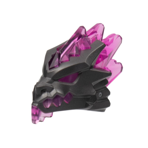 Деталь LEGO 86184pb01 Minifigure, Head, Modified Dragon Helmet with Molded Trans-Dark Pink Mouth, Eyes, and Crystal Shards Pattern