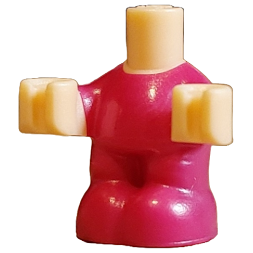 Деталь LEGO 111388pb03 Micro Doll, Body Baby / Toddler with Molded Magenta Jumpsuit / Coverall Pattern