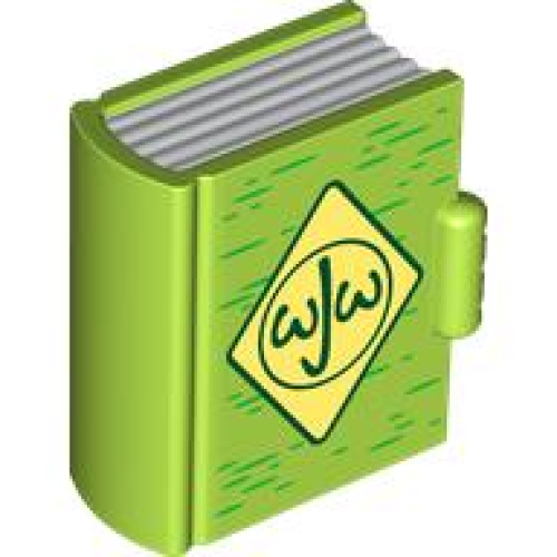 Деталь LEGO 100954pb04 Duplo Utensil Book with Molded White Pages and Printed Green Lines, Bright Light Yellow Diamond with Black Border and 'WJW' Pattern