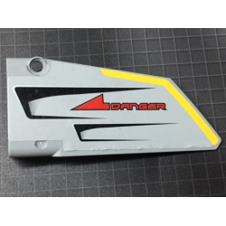 Technic, Panel Fairing #17 Large Smooth, Side A with Red 'DANGER', Black Vents and Yellow Stripe on Edge Pattern (Sticker) - Set 7160 Technic, Panel Fairing #17 Large Smooth, Side A with Red 'DANGER', Black Vents and Yellow Stripe on Edge Pattern (Sticker) - Set 7160