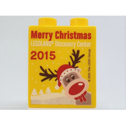 Duplo, Brick 1 x 2 x 2 with LEGOLAND Discovery Center Merry Christmas 2015 Pattern