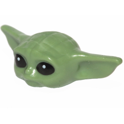 Minifigure, Head, Modified SW Din Grogu / The Child / 'Baby Yoda' with Black Eyes and White Pupils Pattern