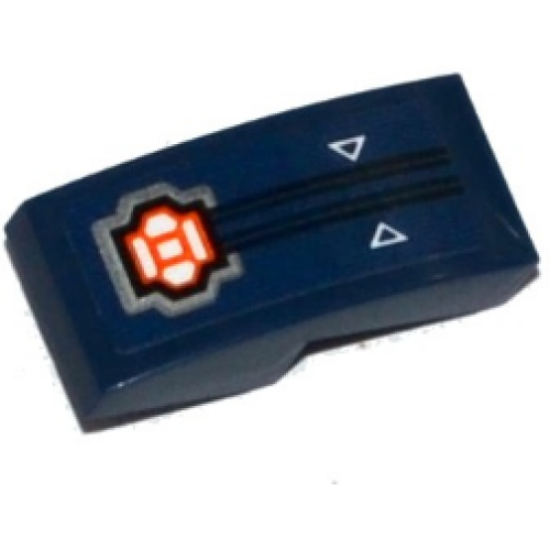 Деталь LEGO 11477pb034 Slope, Curved 2 x 1 x 2/3 with Circuitry, Orange Microchip and 2 White Triangles Pattern (Sticker) - Set 70315