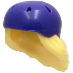 Minifigure, Hair Combo, Hair with Hat, Medium Length with Molded Dark Purple Bicycle Helmet Pattern Minifigure, Hair Combo, Hair with Hat, Medium Length with Molded Dark Purple Bicycle Helmet Pattern