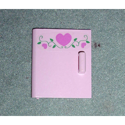 Container, Cupboard 4 x 4 x 4 Door with 3 Dark Pink Hearts and Vine Pattern (Sticker) - Set 5860