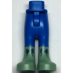 Mini Doll Hips and Trousers with Back Pockets with Molded Sand Green Loewer Legs / Boots and Printed Dark Blue Laces Pattern - Thin Hinge