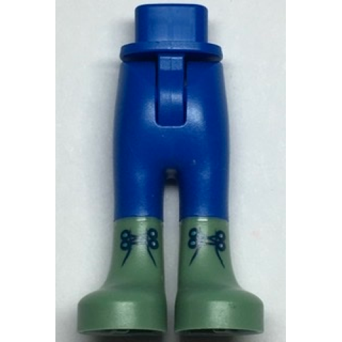 Деталь LEGO 67072c00pb006 Mini Doll Hips and Trousers with Back Pockets with Molded Sand Green Loewer Legs / Boots and Printed Dark Blue Laces Pattern - Thin Hinge