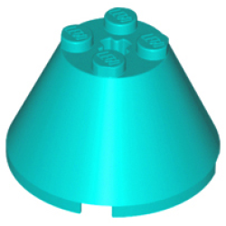 Cone 4 x 4 x 2 with Axle Hole - Dark Turquoise
