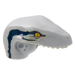 Dinosaur Head Raptor with Pin Hole with Tan Teeth and Dark Blue Stripes over Tan Pattern Dinosaur Head Raptor with Pin Hole with Tan Teeth and Dark Blue Stripes over Tan Pattern