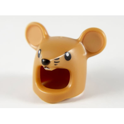 Minifigure, Headgear Head Cover, Costume Mouse / Rat, Black Eyes, Nose and Whiskers Pattern Minifigure, Headgear Head Cover, Costume Mouse / Rat, Black Eyes, Nose and Whiskers Pattern