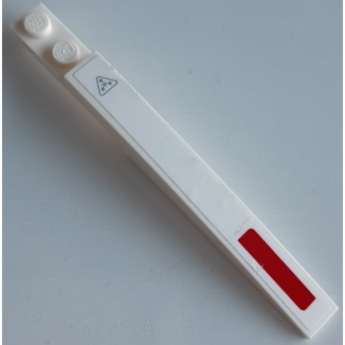 Деталь LEGO 85970pb031 Slope, Curved 10 x 1 with Red Rectangle and Ice Warning Triangle Pattern (Sticker) - Set 70616