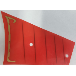 Plastic Part for Set 70738 - Red Sail with Dark Red Lines and Gold Trim Pattern