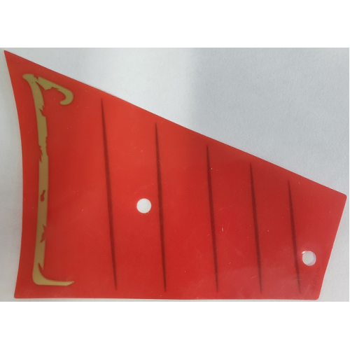 Деталь LEGO 70738pls01b Plastic Part for Set 70738 - Red Sail with Dark Red Lines and Gold Trim Pattern